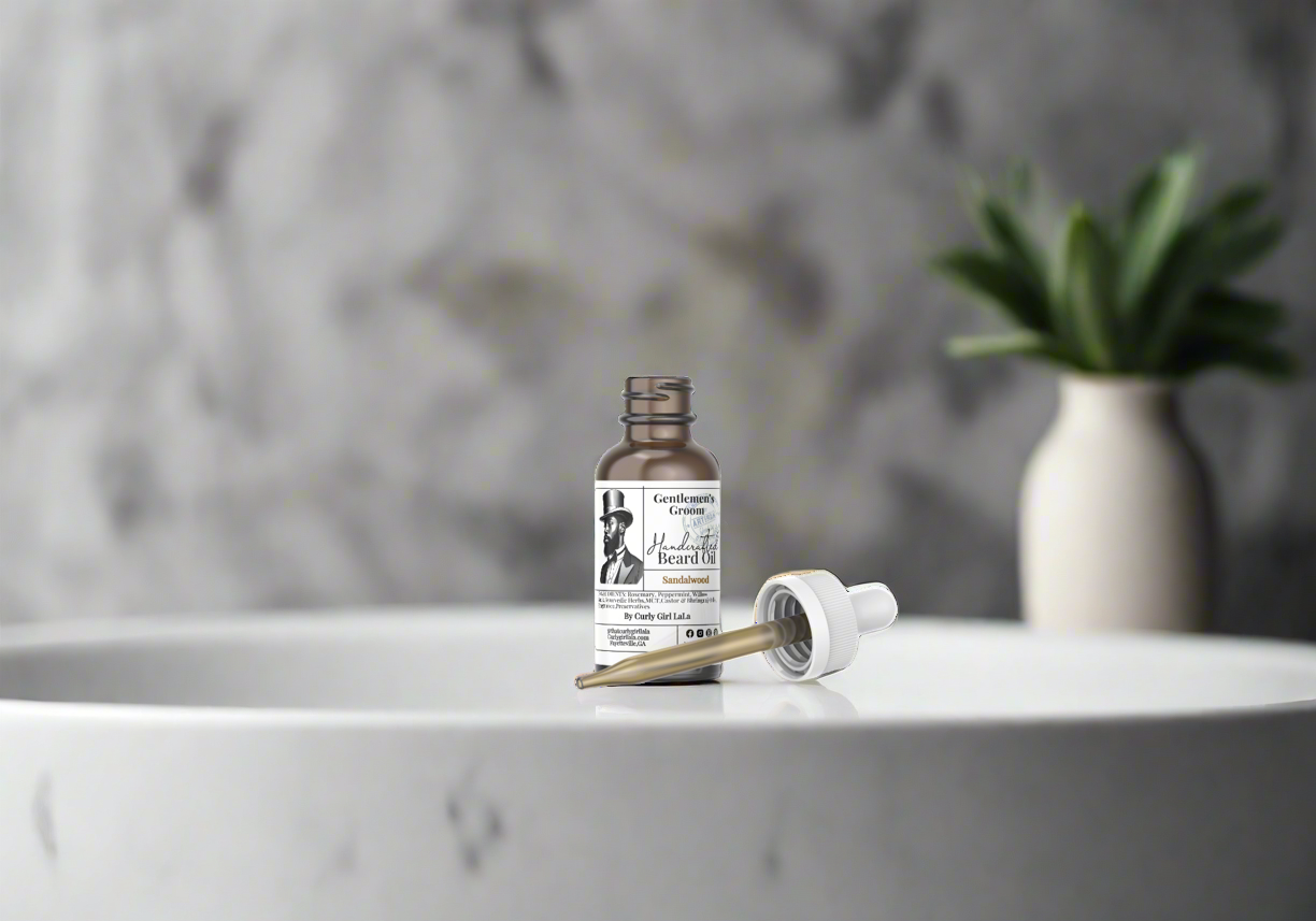 Gentlemen’s Groom Beard Oil by Curly Girl LaLa | Nourishing Blend with Rosemary, Peppermint & Ayurvedic Herbs 2.0 oz.
