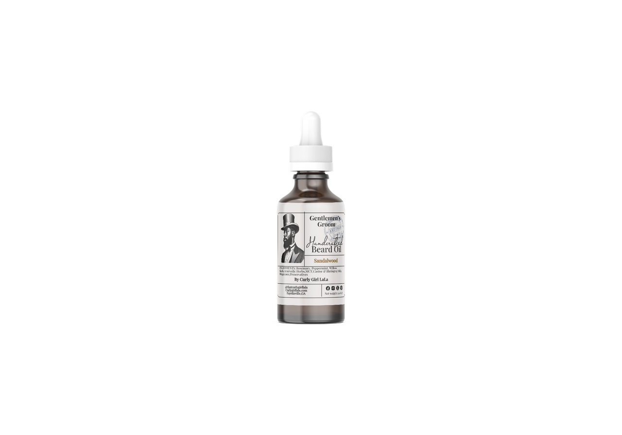 Gentlemen’s Groom Beard Oil by Curly Girl LaLa | Nourishing Blend with Rosemary, Peppermint & Ayurvedic Herbs 2.0 oz.