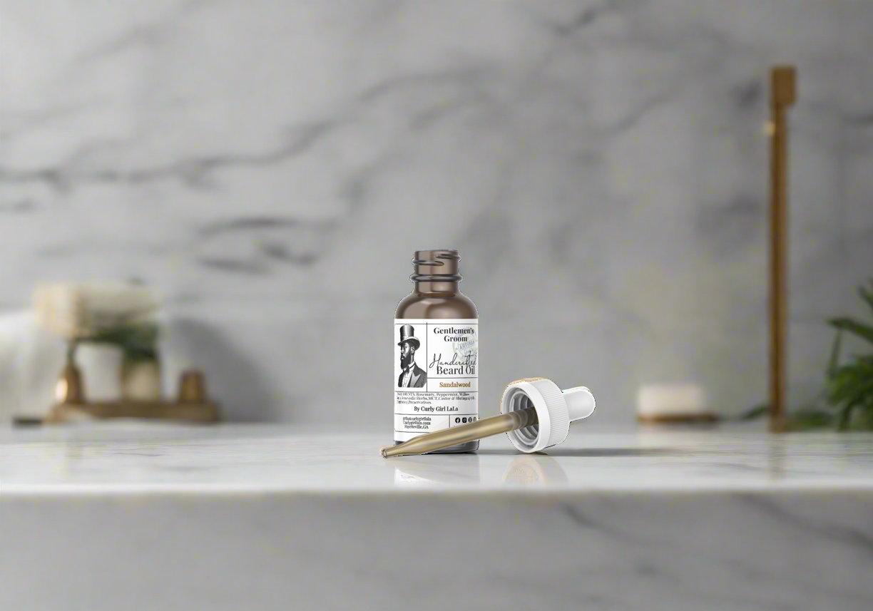 Gentlemen’s Groom Beard Oil by Curly Girl LaLa | Nourishing Blend with Rosemary, Peppermint & Ayurvedic Herbs 2.0 oz.